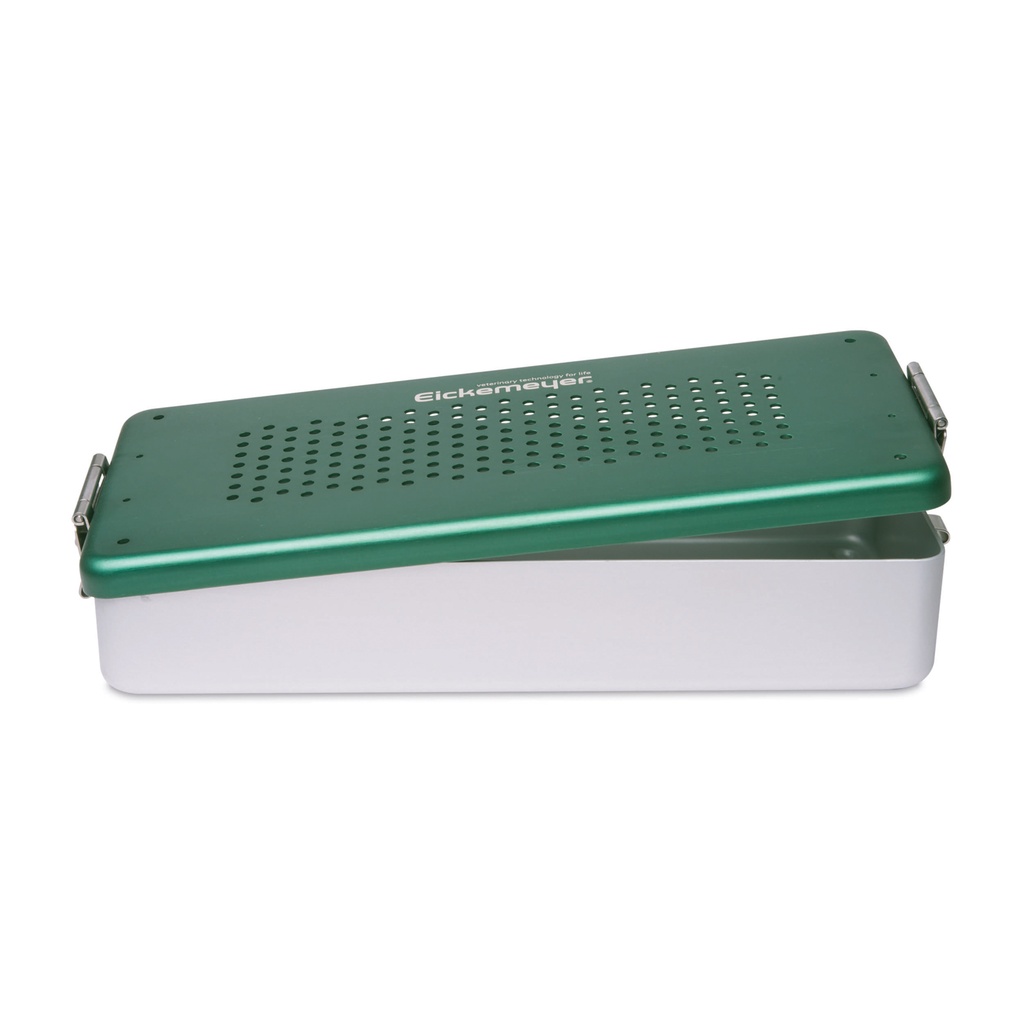 Instrument Box, Premium with Green lid and perforated bottom, 30 x 14 x ...